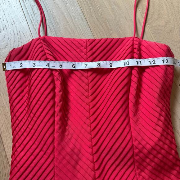 Flores & Flores Bright Coral Pink Pleated Fit & Flare Midi Party Dress Womens 4 - Picture 8 of 10